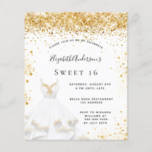 Budget Sweet 16 white gold dress glitter dust