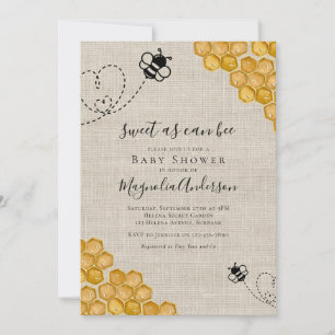 Budget Sweet as Can Bee Baby Shower Invitation