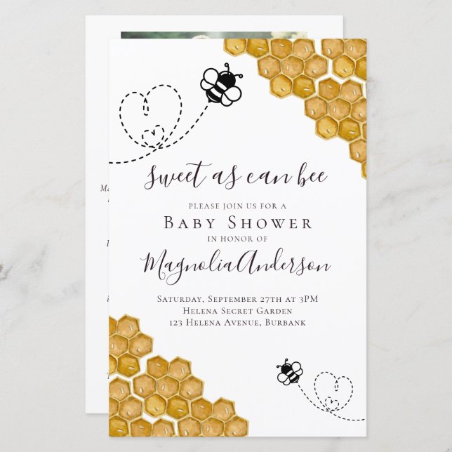 Budget Sweet as Can Bee Baby Shower Invitation (Front/Back)