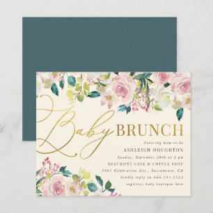 Budget Sweet Floral Gold Script Baby Brunch