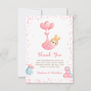 Budget Sweet Little Bunny Rabbit Girl Baby Shower Thank You Card