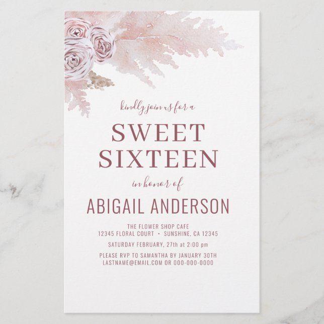 Budget Sweet Sixteen Boho Chic Birthday Invitation Flyer (Front)