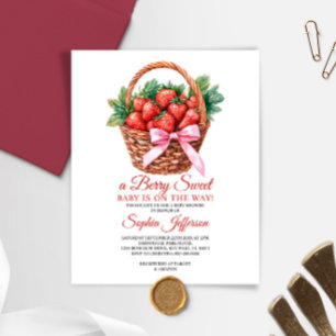 Budget Sweet Strawberry Baby Shower Invitation