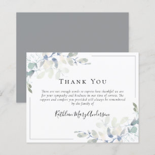 BUDGET Sympathy Eucalyptus Funeral Thank You Note