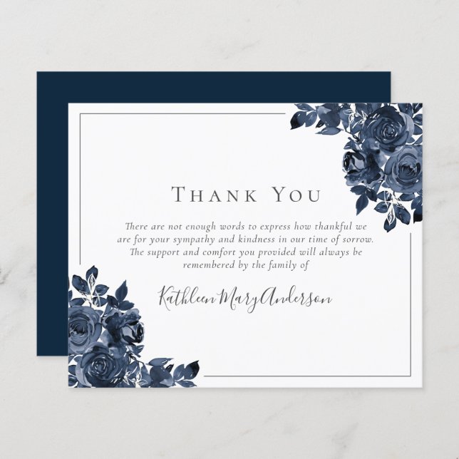 BUDGET Sympathy Floral Funeral Thank You Note  (Front/Back)