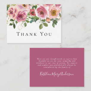 BUDGET Sympathy Floral Funeral Thank You Note Card