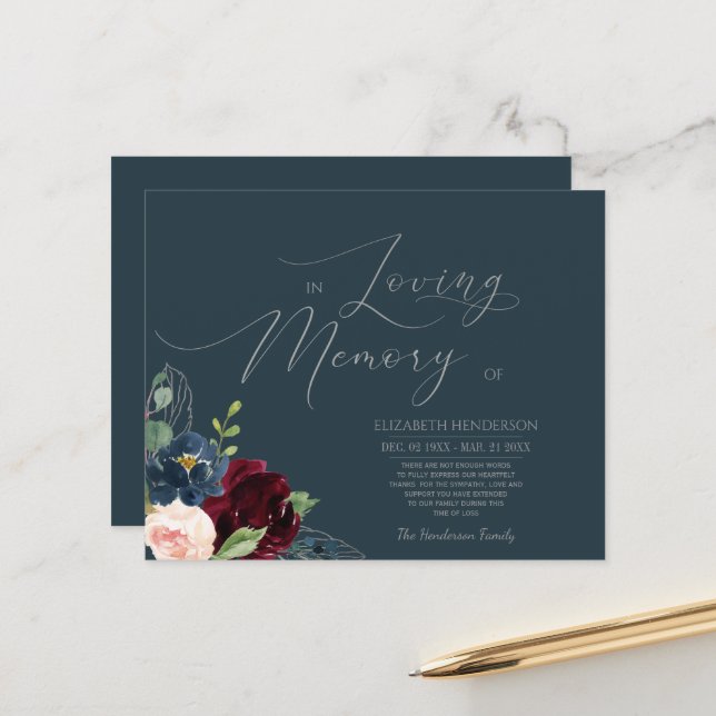 Budget Sympathy Memory /Thank you. (Front/Back In Situ)