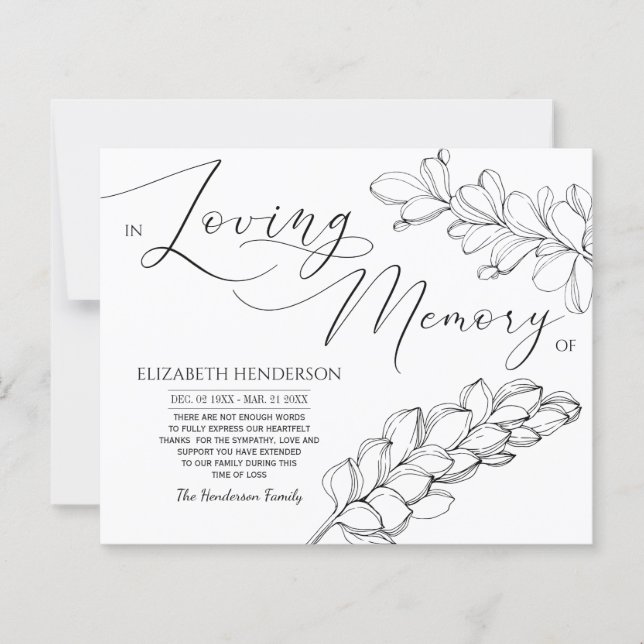 Budget Sympathy Memory /Thank you. (Front)