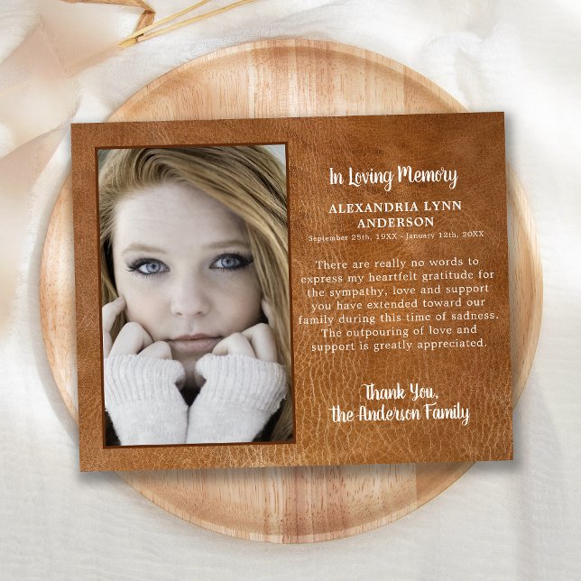 Budget Sympathy Photo Funeral Thank You Leather    (Creator Uploaded)