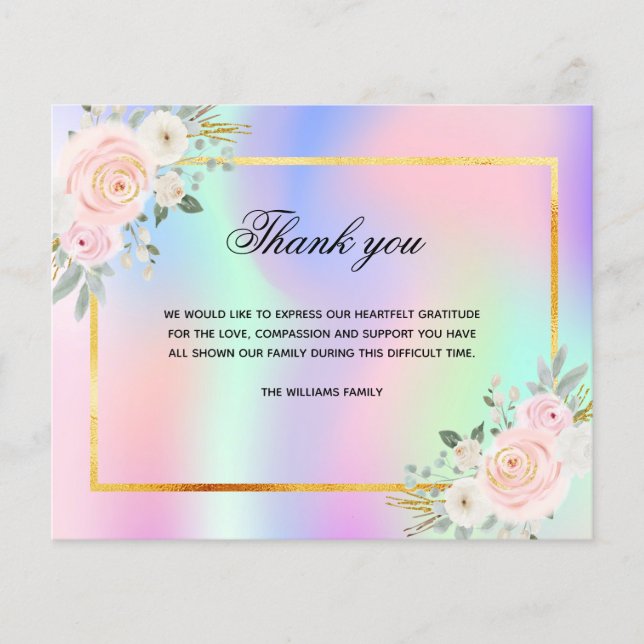 Budget sympathy rainbow thank you photo (Front)