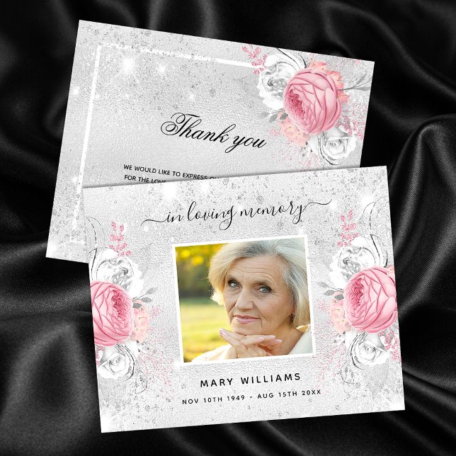 Budget Sympathy silver pink photo thank you (Creator Uploaded)