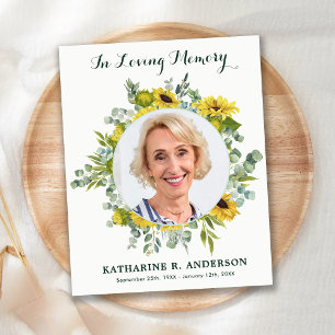 Budget Sympathy Sunflower Photo Funeral Thank You