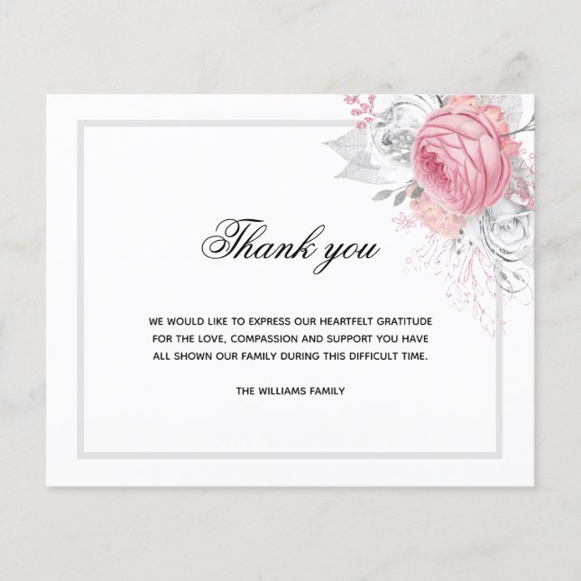 Budget Sympathy white pink photo thank you (Front)