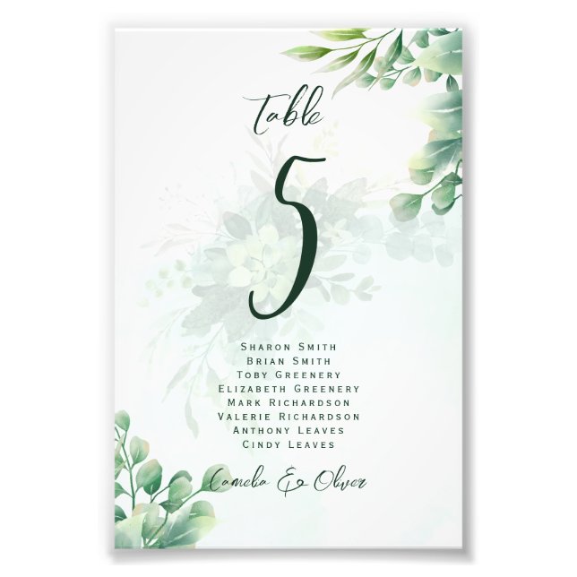 BUDGET Table Number Seating Greenery Eucalyptus Photo Print (Front)