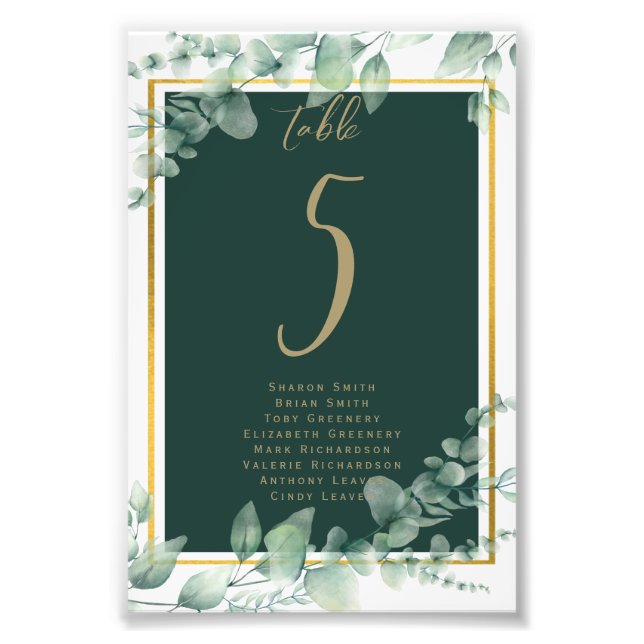 BUDGET Table Number Seating Greenery Eucalyptus Photo Print (Front)