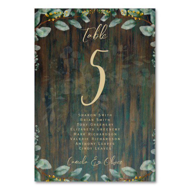 BUDGET Table Number Seating RUSTIC Greenery Photo  (Front)
