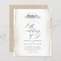 Budget Tan Watercolor Leaves & Mountain Wedding