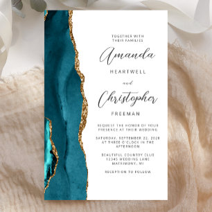 Budget Teal Blue Gold Agate Wedding