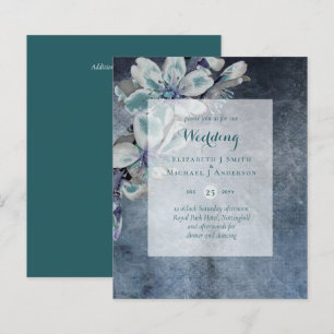 BUDGET Teal Blue Shades Wedding Invite
