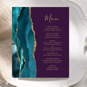 Budget Teal Gold Agate Purple Wedding Menu