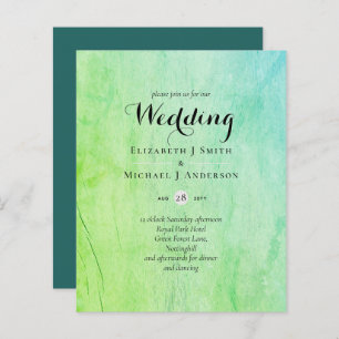BUDGET Teal Green Wedding Invite