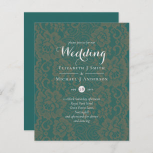 BUDGET Teal Monochromatic Wedding Invite