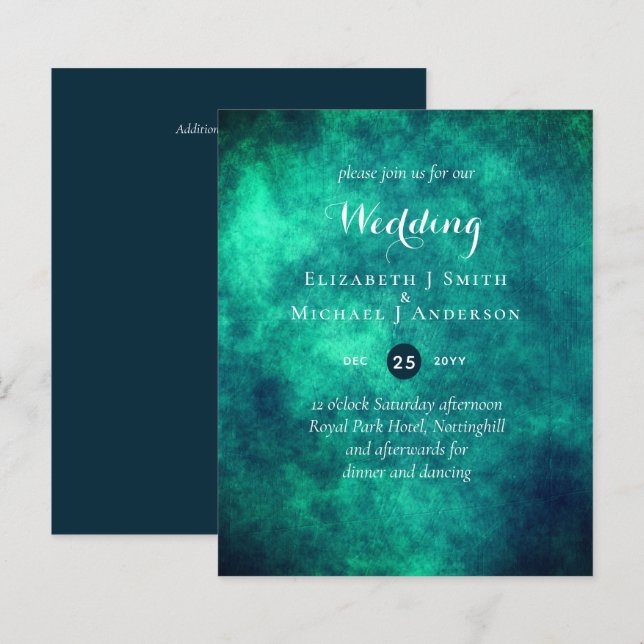 BUDGET Teal Mystique Wedding Invite (Front/Back)