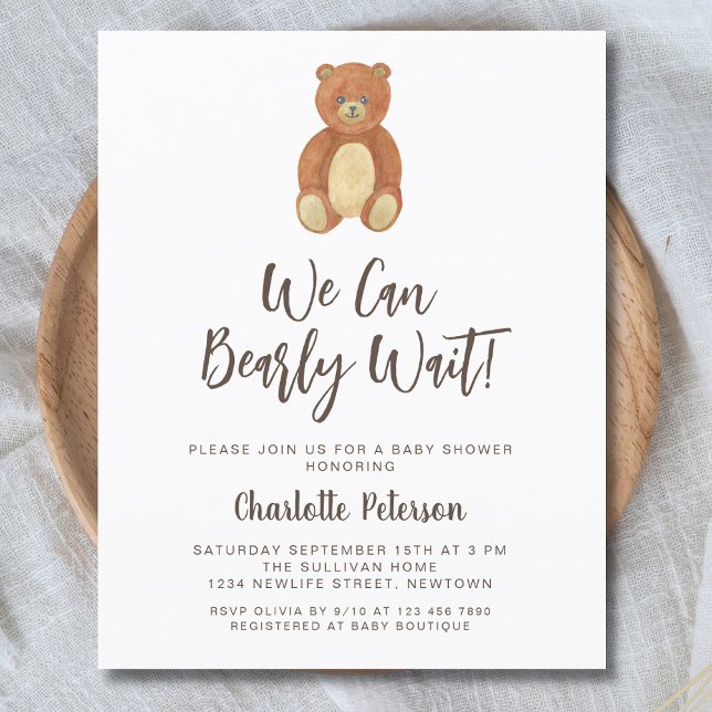 Budget Teddy Bear Baby Shower Invitation (Creator Uploaded)