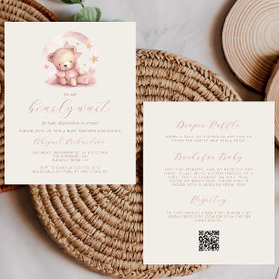 Budget Teddy Bear Pink Girl QR Code Baby Shower