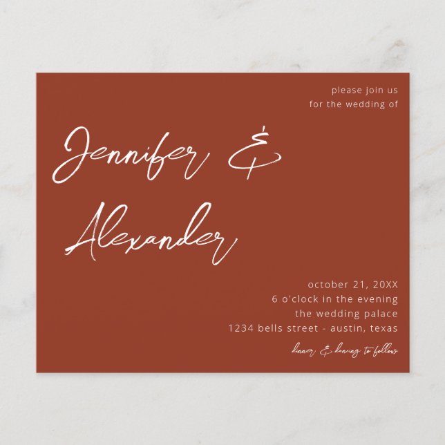 Budget Terra Cotta Calligraphy Photo Wedding V2 Flyer (Front)