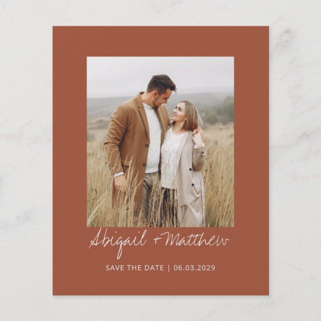 Budget Terra Cotta Save The Date Invitation  (Front)