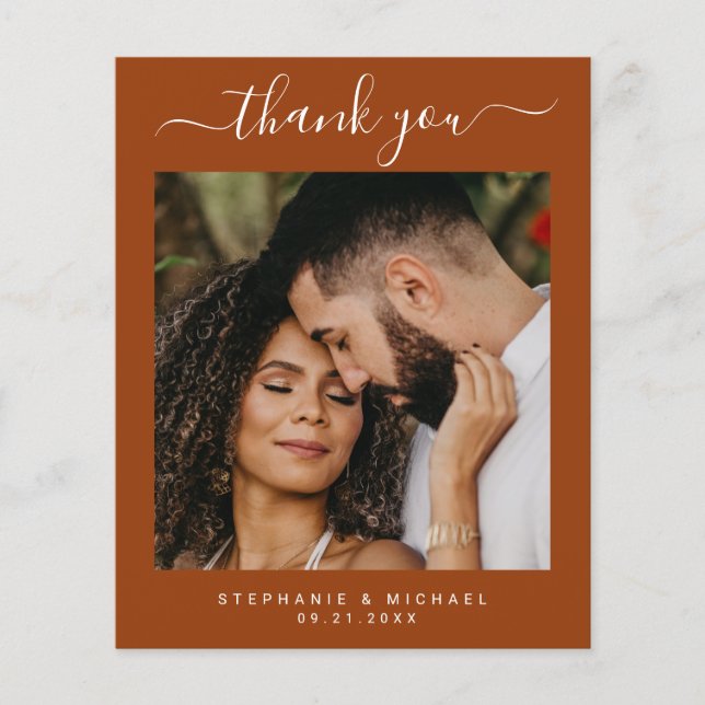 BUDGET Terracotta 2 Photo Wedding Thank You Card (Front)