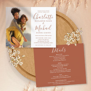 Budget Terracotta All In One Photo Wedding Invite