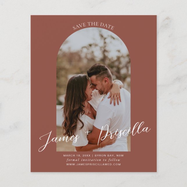Budget Terracotta arch photo save the date Flyer (Front)