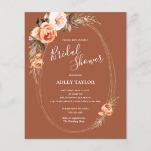 Budget Terracotta Boho Floral Bridal Shower Invite