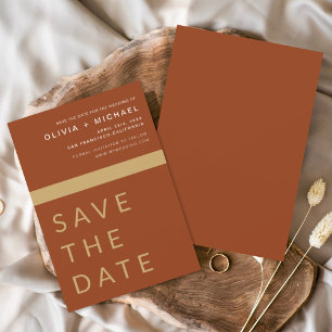Budget Terracotta Boho Gold Save the Date Elegant