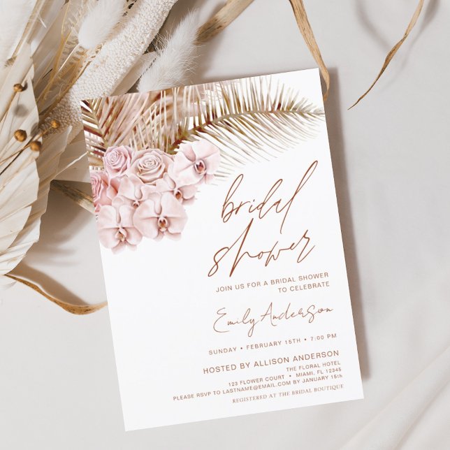 Budget Terracotta Boho Pampas Grass Bridal Shower Flyer (Creator Uploaded)