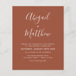 Budget Terracotta Boho Simple Wedding Invitation