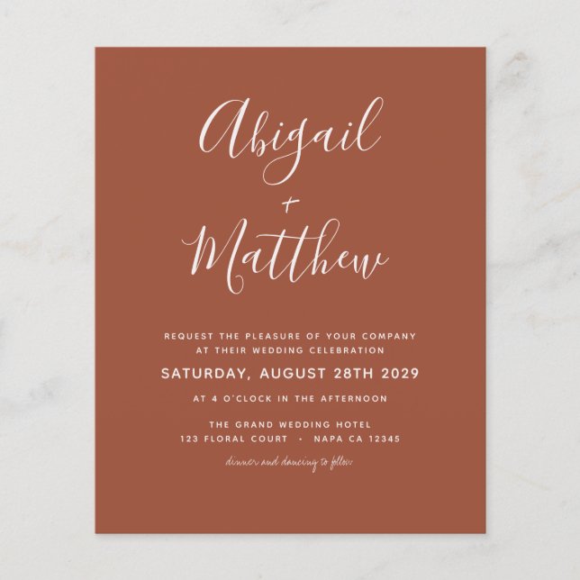 Budget Terracotta Boho Simple Wedding Invitation F Flyer (Front)