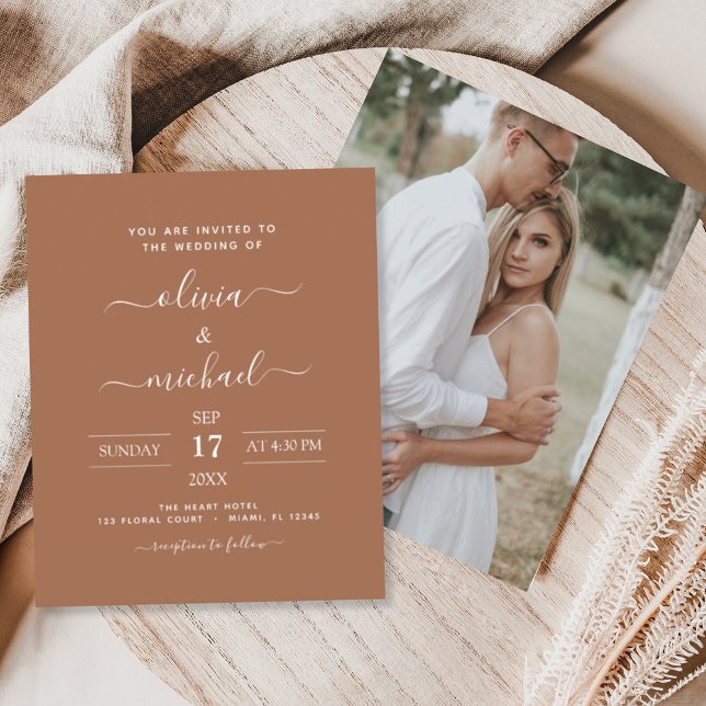 Budget Terracotta Boho Wedding Modern Invitation (Creator Uploaded)