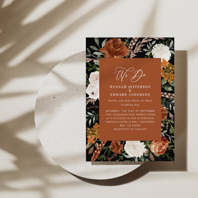 Budget terracotta botanical wedding details invite flyer (Creator Uploaded)
