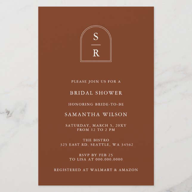 Budget Terracotta Bridal Shower Invitation (Front)