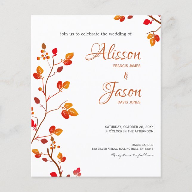Budget Terracotta Calligraphy Fall Wedding Invite (Front)