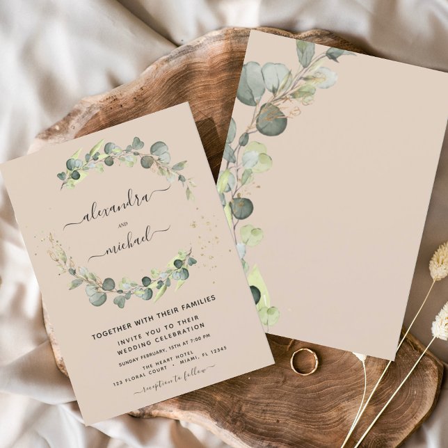 Budget Terracotta Eucalyptus Wedding Invitations (Creator Uploaded)