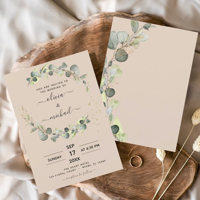 Budget Terracotta Eucalyptus Wedding Invitations Flyer (Creator Uploaded)