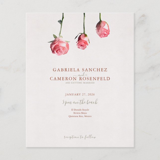 Budget Terracotta Floral QR Code Wedding Invite (Front)