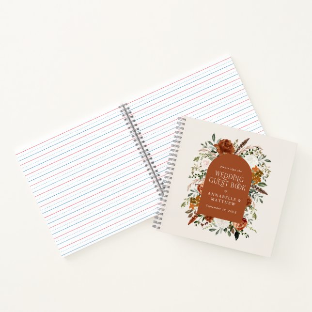 Budget Terracotta floral wedding guest book rustic (Inside)