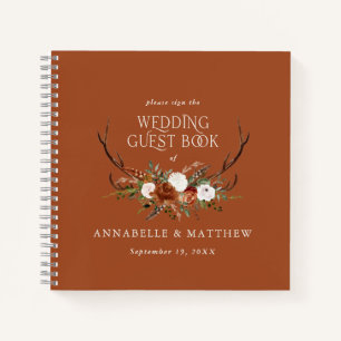Budget Terracotta floral wedding guest book rustic