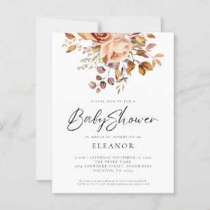 Budget Terracotta Florals Baby Shower Invitation Postcard