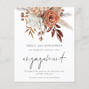 Budget Terracotta Florals Engagement Announcement
